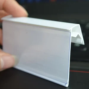 Pvc Extrusion Profile Clip-on Price Tag Plastic Strip Sign Holder for Supermarket Shelf