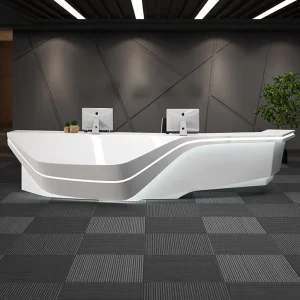 Q014 Custom Large Luxury Reception Fiberglass Desk Modern for Hotel Lobby Beauty Salon Hospital Front Counter Storage Areas