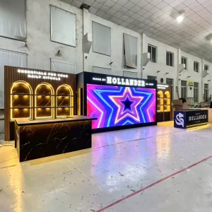 Quick Assemble Trade Show Stand LED Light Custom Exhibition Furniture Trade Fair Stand Wooden Modular Reusable Expo Booth