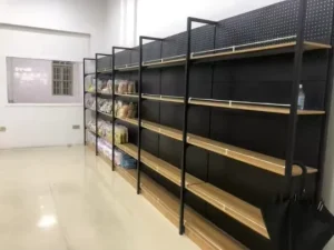 Quick Installation Freestanding Supermarket Gondola Shelving Rack Stainless Steel Adjustable Perforated Light Duty 5 Shelves