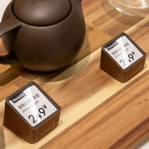 Raw Wood Metal Price Tag Transparent Acrylic Desktop Display Red Wine Snack Table Sign Pop Explosive Sticker 30x30mm