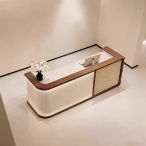 Reception Desk Cashier Counter Furniture Jewelry Shop Custom Glass Wood MDF Stainless Display Showcase Cabinet Cash Checkout