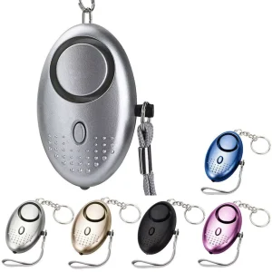 Rechargeable Anti Theft Personal Security Alarm Keychain in Pink Black Yellow LED