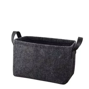 Rectangular Felt Storage Basket Foldable PU Handled Household Items Bin Toys Laundry Organization