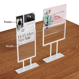 Replaceable Poster Display Stand Metal Countertop Sign Holder Advertising Display Rack