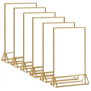 Restaurant Bar Acrylic Price Tag Gold Frame Stand Picture Frame Sign Holder for Table Menu Recipe Cards Photo Display
