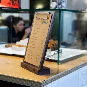 Restaurant Cover Store Menu Board Retail Display Durable Adjustable Wood Sign Standing Clipboard Menu Holder