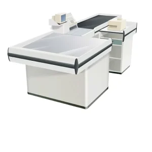 Retail Checkout Cashier Counter Durable Steel Eco Friendly Anti Rust Modern Design Free Combination Supermarket