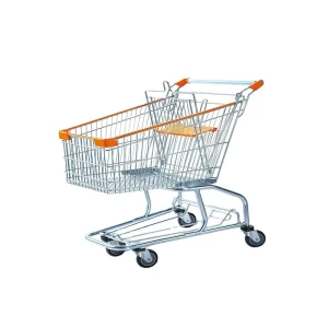 Retail Grocery Supermarket Shopping Trolley Cart Steel Zinc Plated Durable 4” PU Wheels Warehouse Cart