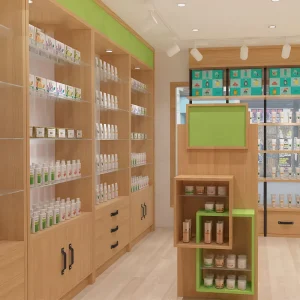 Retail Pharmacy Shelving Drugstore Wall Display Cabinet Medical Shop Furniture Custom Modular Gondola Shelf Storage Fixtures