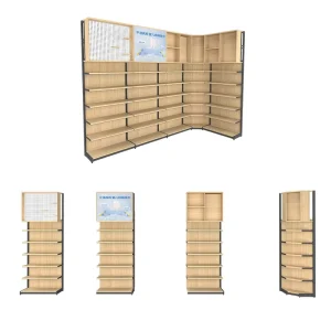 Retail Shelving Heavy Duty Metal Gold Tiered Display System Supermarket Rack Single Sided Quick Installation