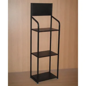 Retail Shop Steel Expositor Multi Layer Floor Standing Metal Display Shelf With Sign Frame