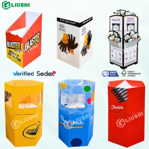 Retail Store Floor Display Box Cardboard Carton Display Racks Round Dump Bin