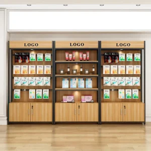Retail Store Heavy Duty Wood Steel Eco Friendly Waterproof Display Rack Custom Logo Supermarket Gondola Shelving 4 Shelves