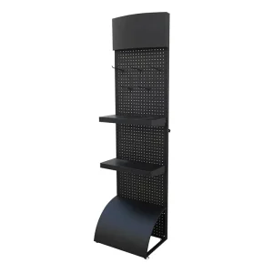 Retail Store Metal Pop Fixtures Floor Rack Pegboard With Hook Hanging Accessories Shelves Display Stand