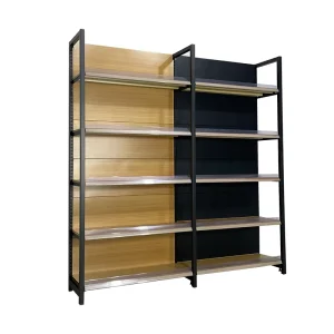 Retail Store Rack Supermarket Shelf Gondola Shelving Stationery Display Rack Wood Grain Shelf for Sale