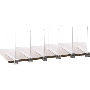 Retail Store Shelf Display Dividers for Goods Display with Hook Library Book Store Supplies Clear Acrylic Book Shelf Divider