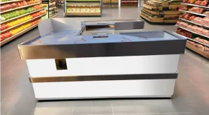 Retail Store Steel Wood Shelving for Grocery Supermarket Supply Wooden Display Checkout Counter