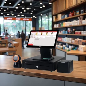 Retail Supermarket 15.6 Inch Point of Sale Machine POS Systems All in One Complete Set Touch Screen Cash Register for Gym