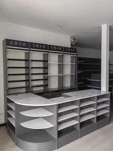 Retail Wooden Customized Cashier Flat and U Shaped Supermarket Checkout Counter Simple Multi function Reception Desk