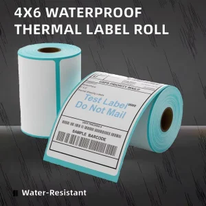 Reusable Waterproof Barcode Supermarket Shipping Labels 4x6in 4.5x6in Mint Green Perforated Direct Thermal Fan Fold