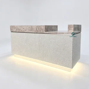 Rock and Wood Material Reception Desk Luxury Style Checkout Counter Beauty Salon Front Desk Hair Salon Checkout Counter