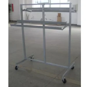 Rolling Gondola Display Shelving Stand with Wheels for Supermarket Clothes Garment Stores Powder Coating