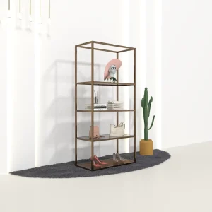Rose Gold Tall Clothing Display Rack Fixture Clothes Cabinet Store Display Stand
