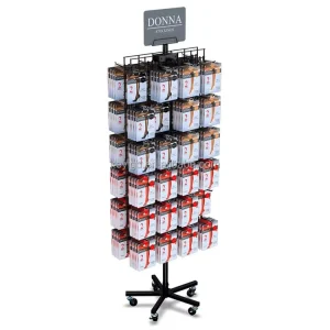 Rotating Metal Floor Standing Sock Wire Display Stand with Hooks Custom Size Color