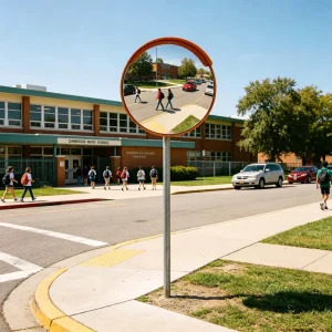 Round Outdoor Convex Mirror PC Lens Wide Angle Security Mirror for Roadway Safety Crime Prevention