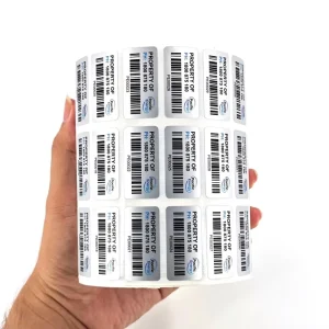 Rugged Industrial ID Industrial Asset Aura Link Custom Silver PET Label Sequential Barcode For Equipment Management
