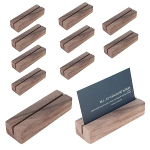 Rustic Acrylic Sign Holder Walnut Wood Table Business Card Stand Place Card Holder Perfect for Retail Part