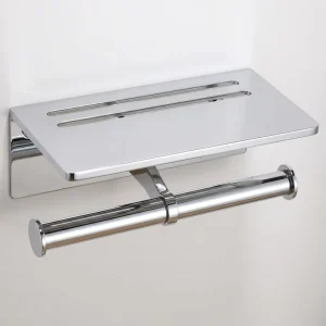 SUS304 Chrome Double Toilet Paper Holder Phone Shelf Rust Proof Durable OEM ODM All Finishes Available