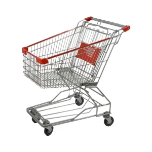 SXC-80A Steel Smart Shopping Cart Four Wheels Convenience Coin Lock Baby Chair Supermarket Trolley Mesh