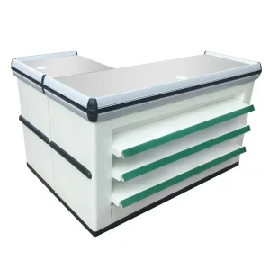 SYT-001 Supermarket Stainless Cashier Retail Design Checkout Counter Store Booth Anti-Rust Durable Construction Modern
