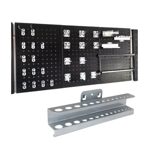 Sample Metal Powder Coated Pegboard Perforated Back Panel Eco Friendly Garage Use Wire Display Hooks with Price Tag