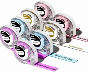 Satin Ribbon Label Tapes for Phomemo P12 P12 Pro Label Maker Compatible with Dymo LetraTag Series Label Maker Black on Pink