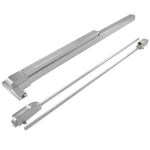 Security Listed Anti Theft Double Door Panic Exit Device with Key Operated Push Rod Lock Polished Stainless Steel Construction