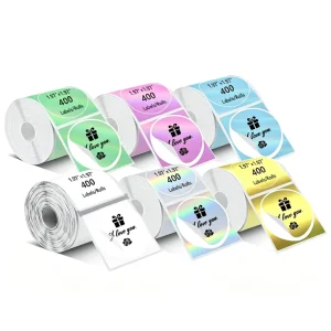 Self Adhesive Rainbow Holographic Barcode PET Direct Thermal Labels Silver Gold Pink Purple 2″ Stickers Roll Food Gift