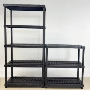 Shed 4 Tier Stacking Racks Shelves Black Shed For Basement Storage Shelf Premium Plastic OEM Plastic Shelving Warehouse Rack