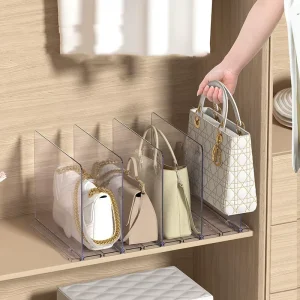 Shelf Dividers for Closet Organization Adjustable Plastic Handbag Organizers for Bag Clear Acrylic Shelf for Home