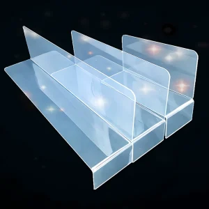 Shelf Partition with Price Card Slot for Bookstore PVC & Metal Mesh Separator with Label Pocket for Book and Magazine Racks