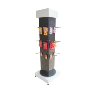 Shop Point of Sale 3 Sides Turntable Spinner Metal 360 Degree Rotating Peg Board Display Shelf Floor Rack