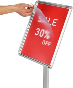 Silver A2 Rotating Modern Iron Poster Stand with Adjustable Dimensions Portable Publicity Sign Holder for Menu