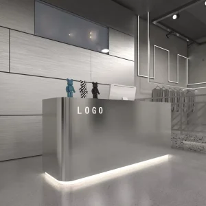 Simple Modern Stainless Bar Clothing Store Beauty Salon Barber Shop Front Reception Desk Retail Checkout Counters for Business