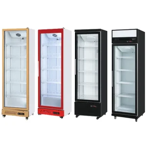 Single Glass Door LED Upright Display Cooler Beverage Showcase Refrigerator Supermarket Convenience Store