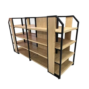 Single Side Grocery Store Wall Shelf Shop Retail Display Stand Racks Supermarket Wooden Shelving