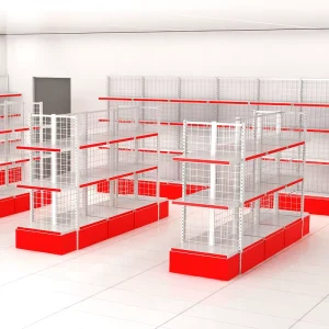 Single Sided Light Duty Gondola Rack Modern Supermarkets Efficient Steel Store Display Shelf Essential Metallic Adjustable