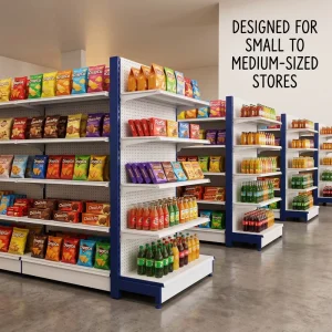 Single Sided Supermarket Gondola Shelf Light Duty Metal Wood Perforated Display Rack 4 5 Adjustable Layers