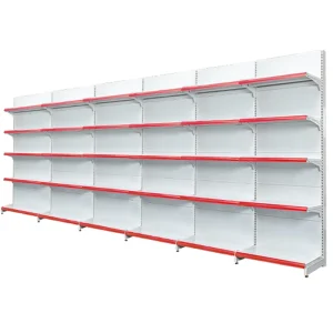 Single Sided Wall Gondola Shelf for Supermarket Snacks Display Metal Grocery & Convenience Store Shelving Rack